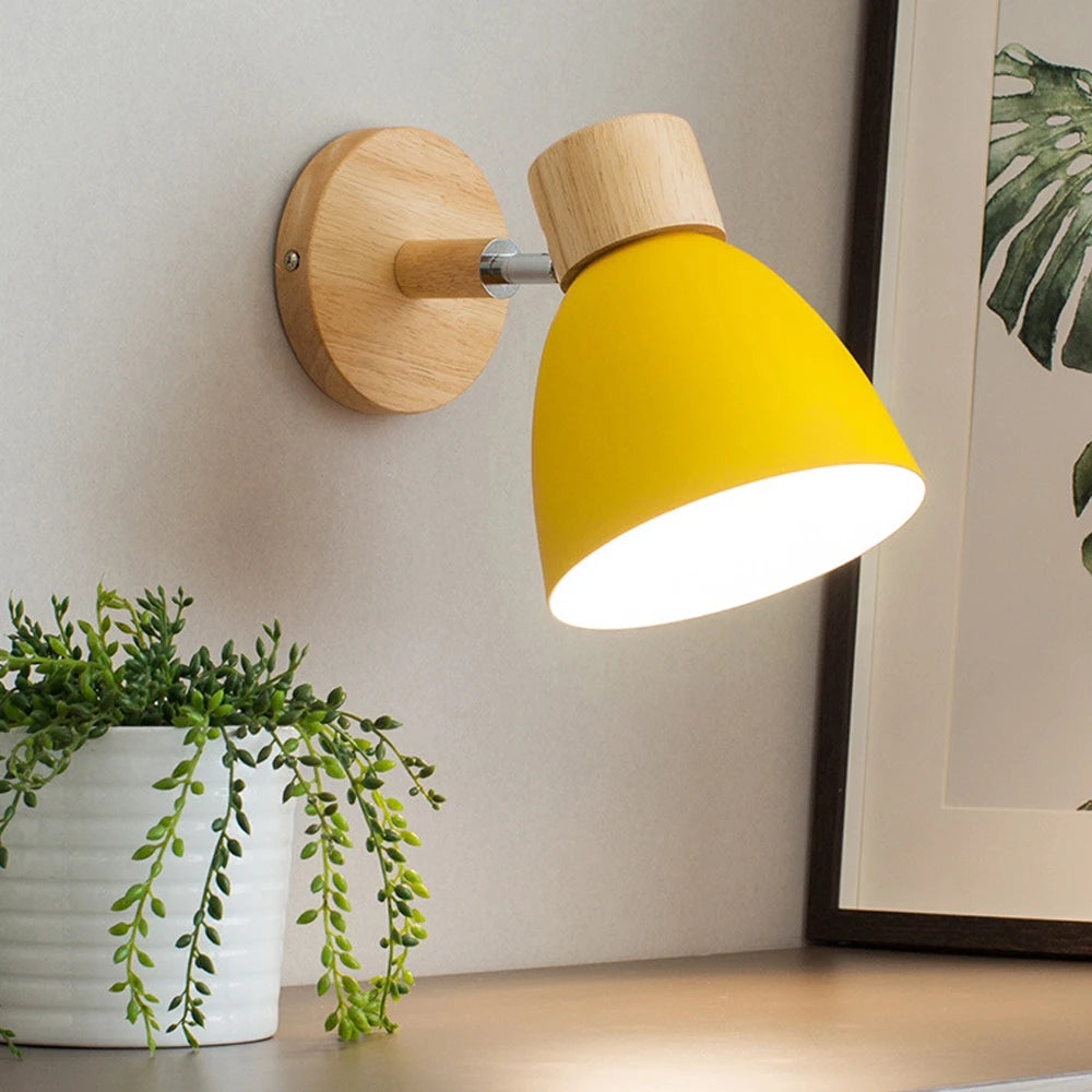 Nordique en bois massif chambre applique murale moderne minimaliste Macaron applique murale LED lampe applique salon intérieur luminaire décor