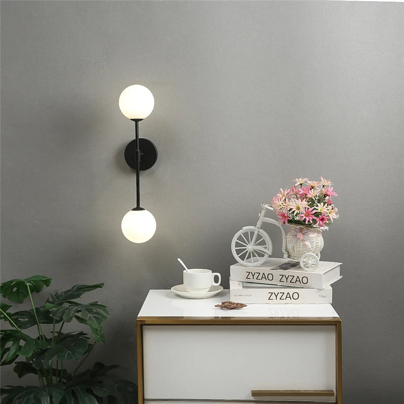 Applique murale post-modernes LED applique murale en verre Simple doré avec ampoule G9 nordique créative chambre salon allée lampe de chevet - vue 4 sur 10