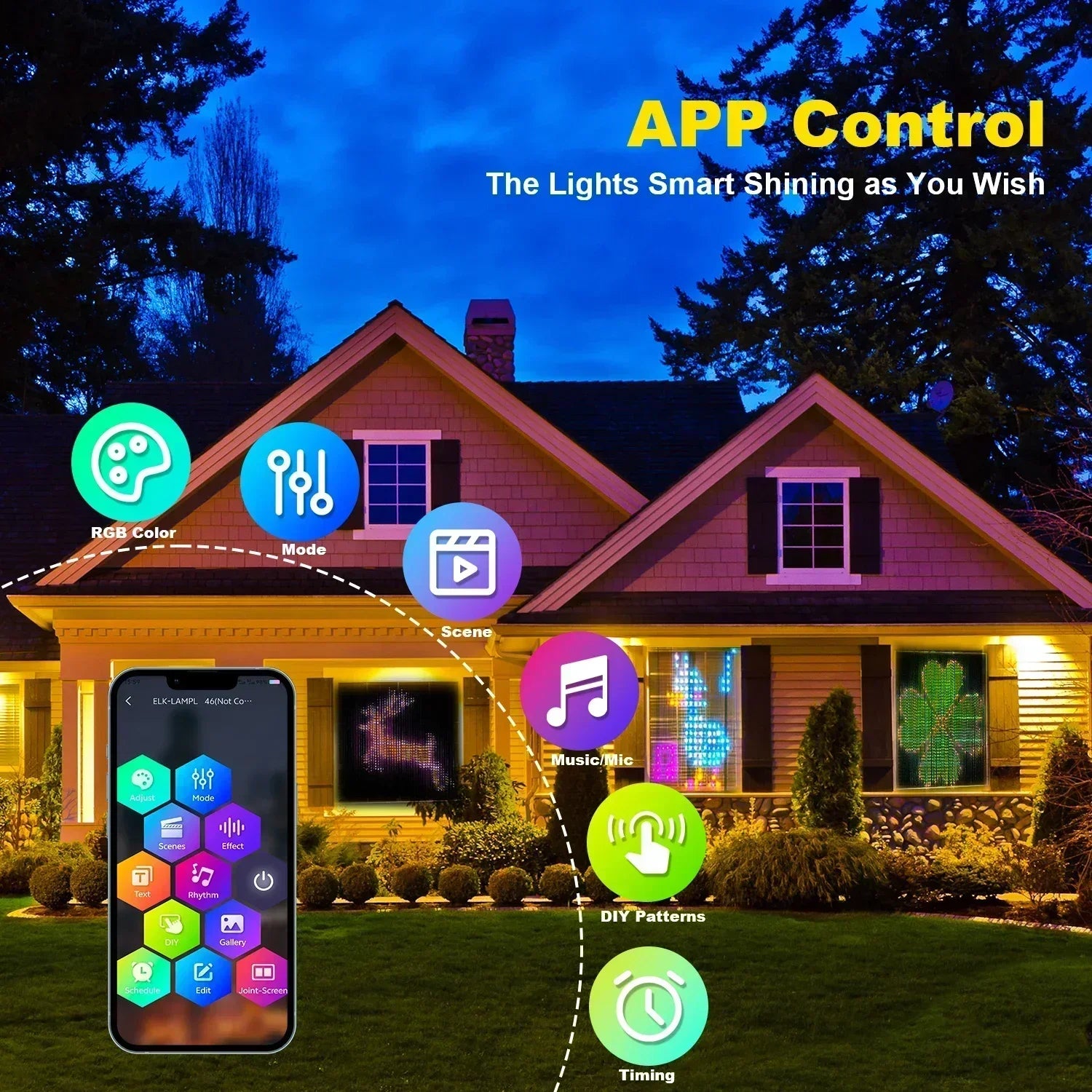 guirlande lumineuse intelligente 400 led bluetooth musique décorative - vue 3 sur 9