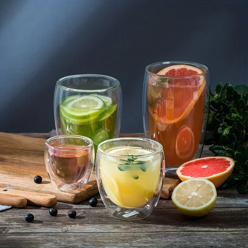 Tasses verre double paroi isolantes style artisanal