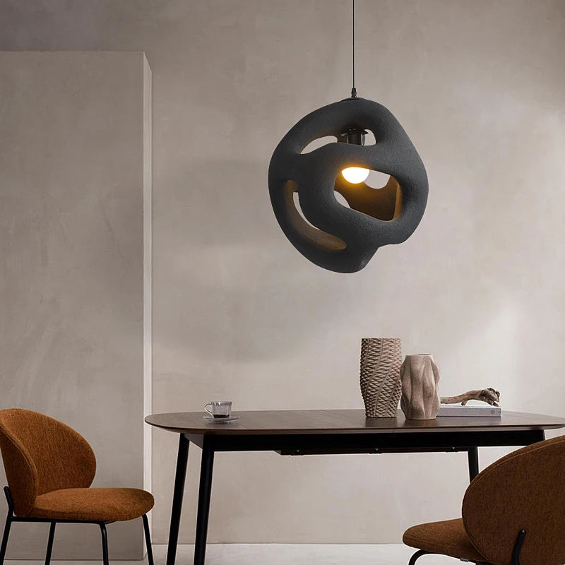 lustre led nordique fait main style wabi sabi restaurant - vue 3 sur 8