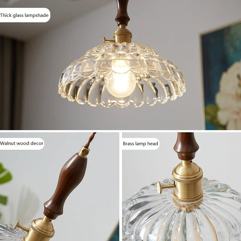 suspension rustique nordique en verre avec interrupteur led - vue 5 sur 15