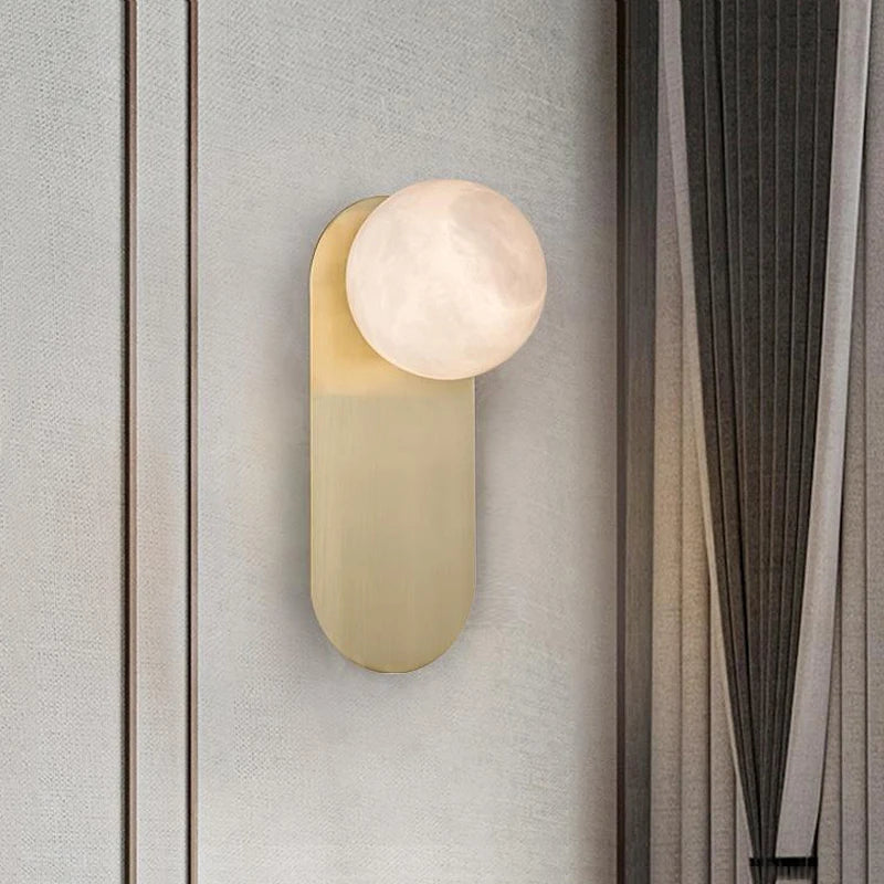 applique murale nordique de luxe en cuivre et marbre pour hôtel