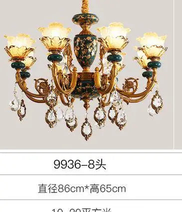 lustre en céramique avec éclairage cristal pour décoration intérieure - vue 11 sur 12