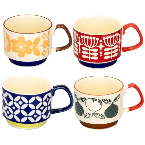 ensemble tasses japonaises céramique motif floral rétro 300ml
