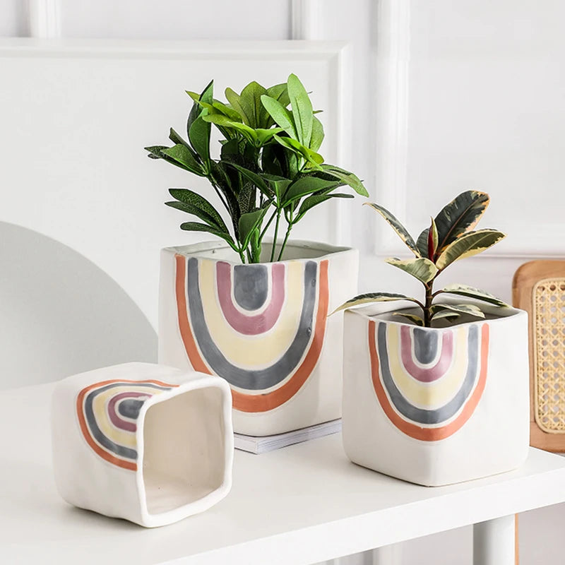 pot de fleurs succulentes en céramique style nordique fait main - vue 4 sur 8