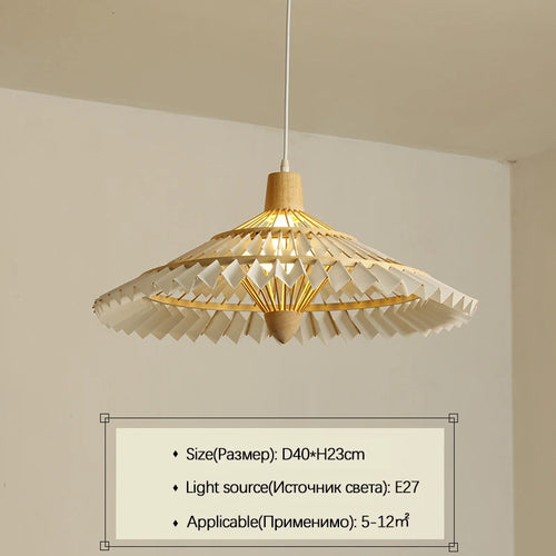 lustre en bambou tissé style chinois créatif pour éclairage décoratif - vue 7 sur 12