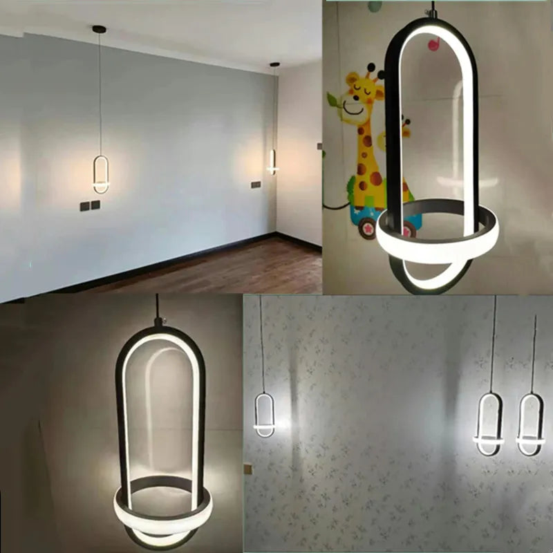 Suspension LED moderne lumières noir/or Lustre Table salle à manger cuisine Lustre lampe suspendue luminaire décor à la maison éclairage intérieur - vue 7 sur 7