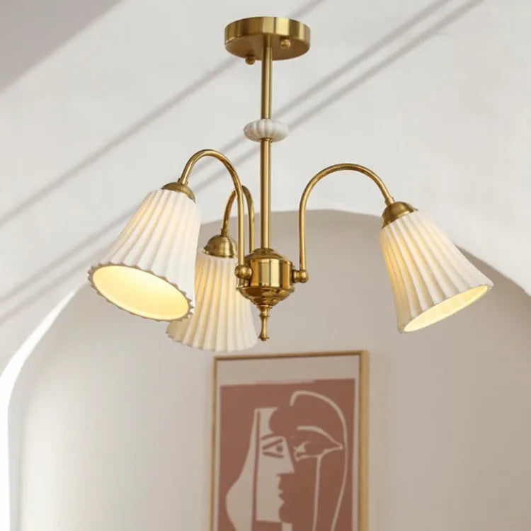 Lustre de style français rétro en céramique blanche - vue 9 sur 11