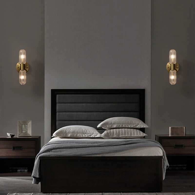 Lampes de applique murale LED de luxe pour salon chambre Simple applique en cuivre décor à la maison éclairage intérieur salle à manger fond escaliers - vue 6 sur 6