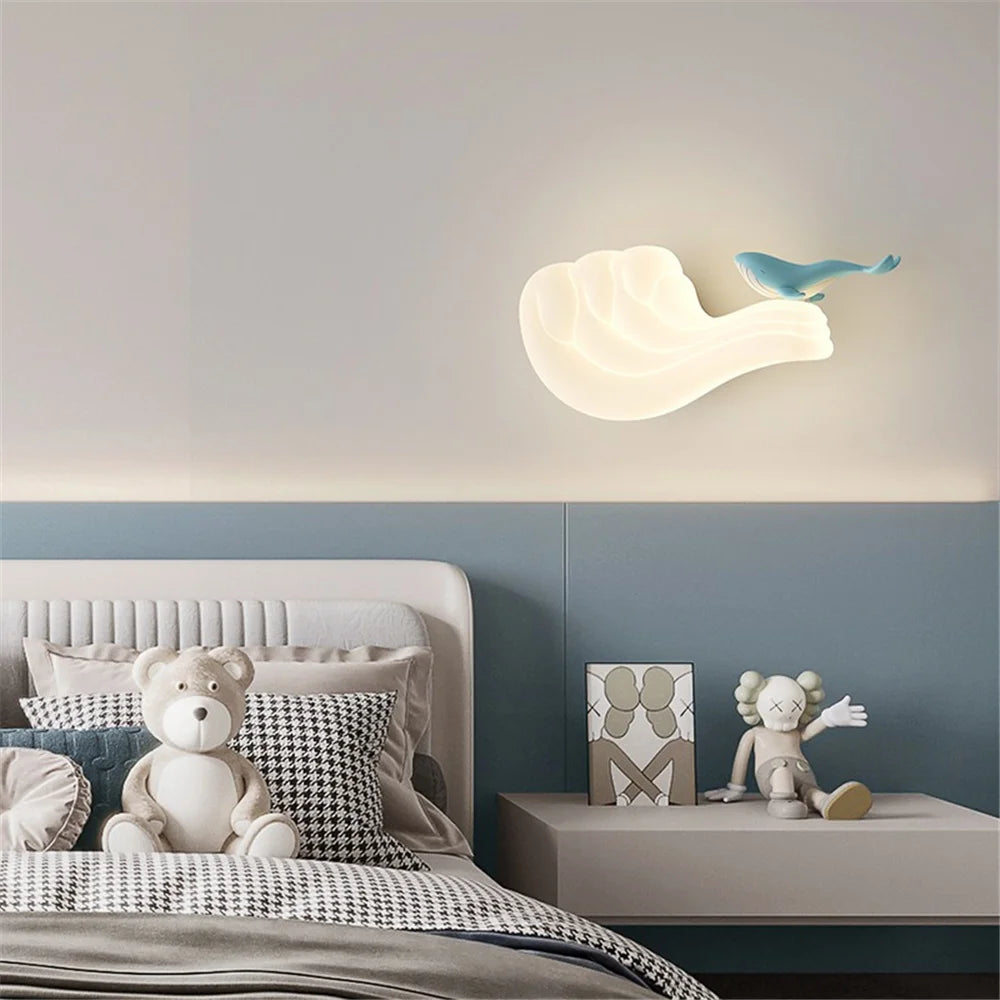 applique murale led baleine et voilier pour enfants avec couleurs changeantes - vue 4 sur 9