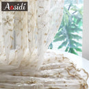 Voilage brodé fleurs style pastoral pour salon chambre