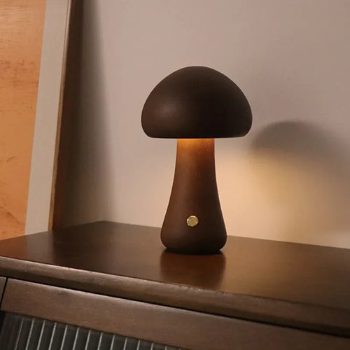 Lampe led champignon veilleuse en bois avec interrupteur tactile - vue 9 sur 11
