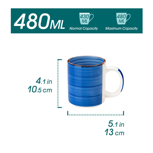 Service café thé céramique 6 tasses spirales peintes