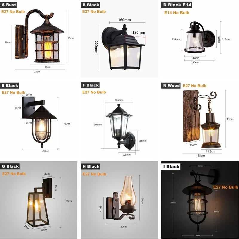 applique murale led rustique en fer vintage pour intérieur et extérieur - vue 6 sur 23