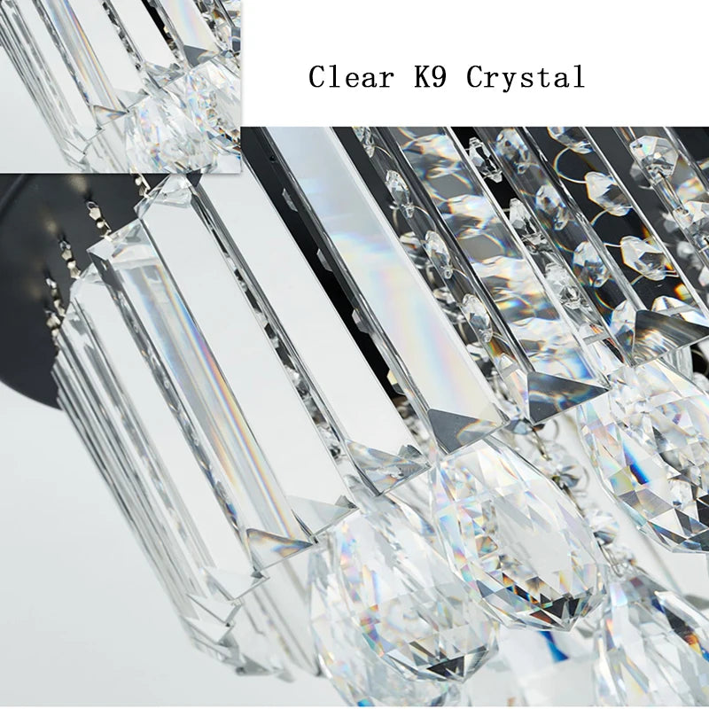 lustre led dimmable en cristal style américain luxueux - vue 7 sur 12