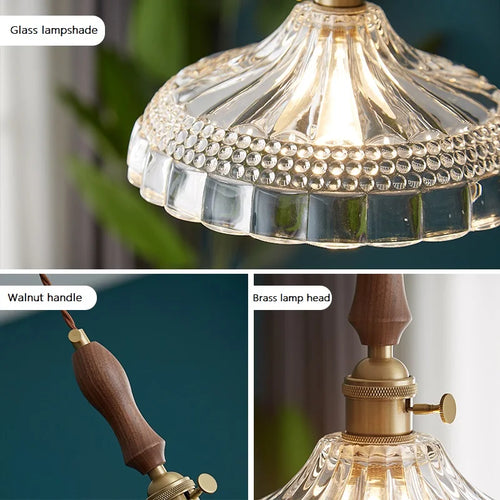 suspension luminaire nordique en bois verre et laiton rustique moderne