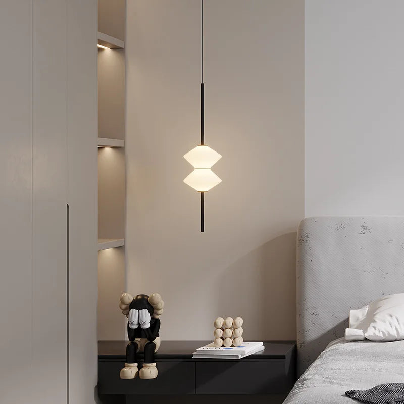 Suspension LED en verre blanc moderne