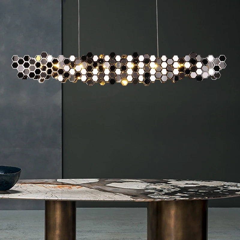 lustre de luxe post-moderne en acier inoxydable pour restaurant - vue 2 sur 5