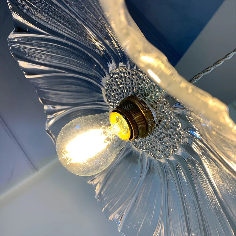 suspension led nordique en verre laiton forme de fleur - vue 7 sur 13
