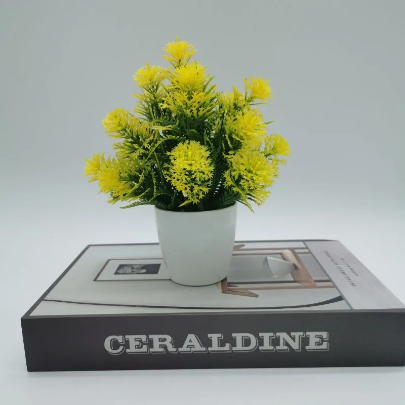 plantes artificielles bonsaï pot herbe décoratif pour bureau et jardin - vue 6 sur 8