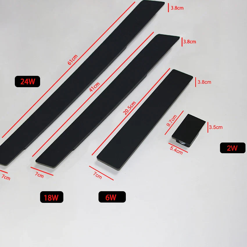 Applique murale extérieures imperméables bande aluminium appliques murales 18W LED noir applique chambre extérieur luminaires extérieurs - vue 6 sur 6