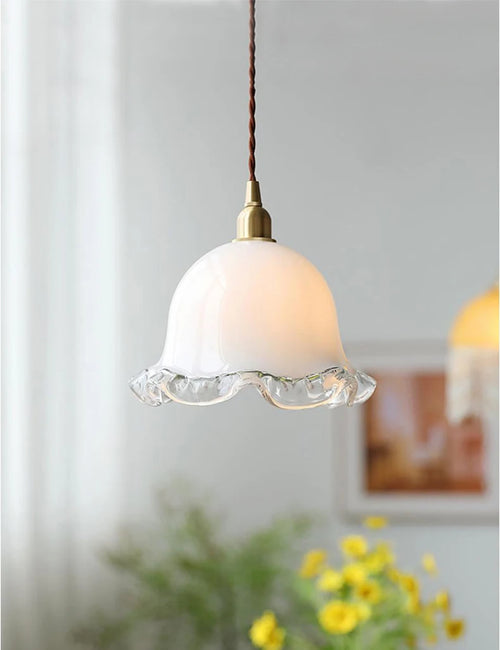 lustre vintage en verre design bourgeons de fleurs françaises