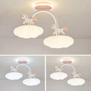 Dessin animé licorne lumière chambre d'enfant plafonnier avec télécommande nuage princesse chambre rose lustre lumière spectre complet