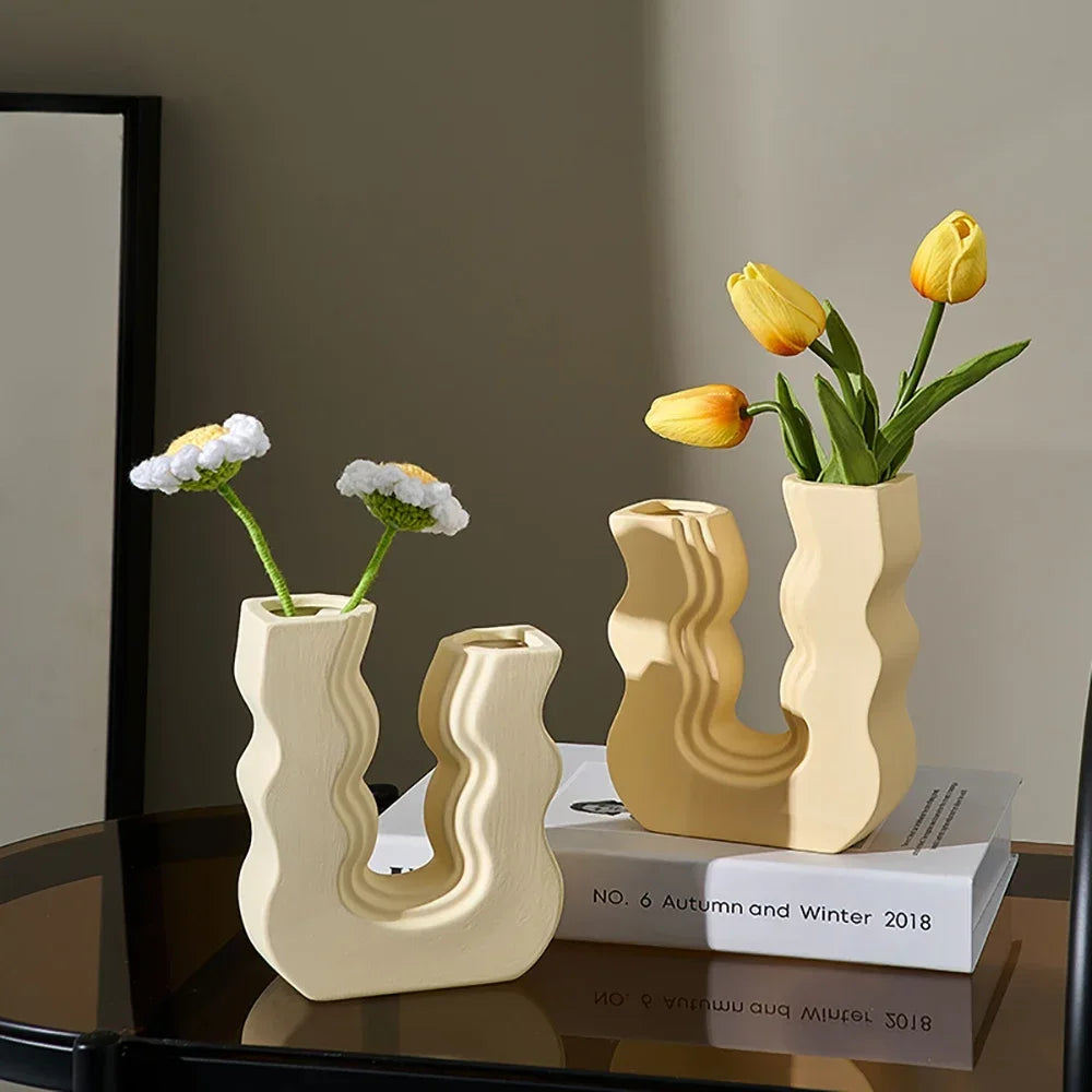 vase en céramique décoratif style morandi pour fleurs - vue 6 sur 11
