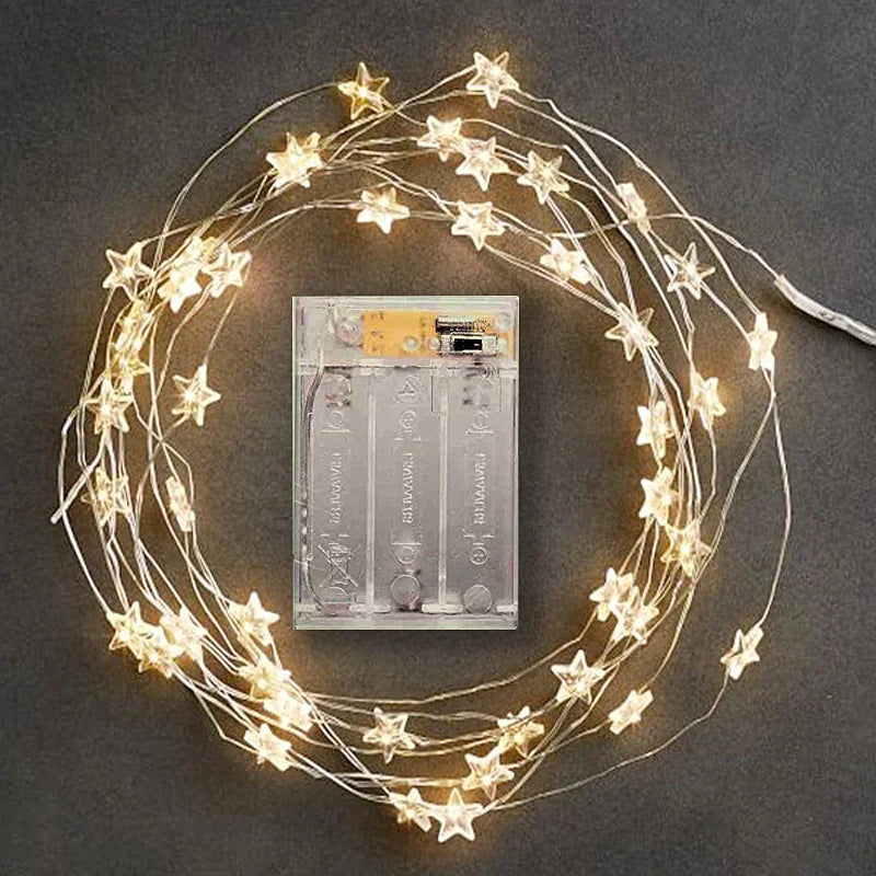 guirlande lumineuse led étoile fil cuivre pour décorations de fête - vue 2 sur 8
