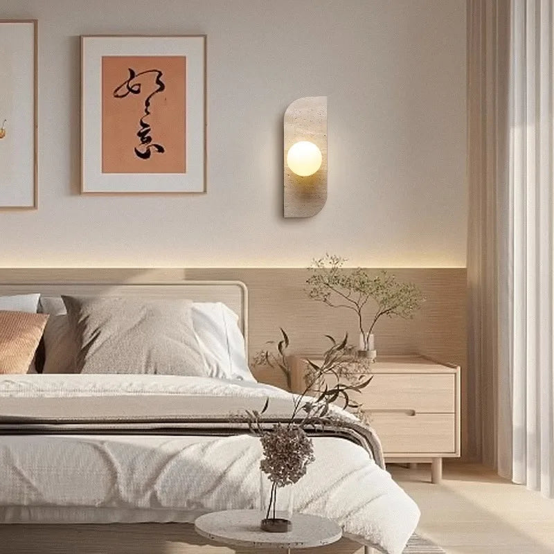 Applique murale led en marbre pierre naturelle et verre pour éclairage intérieur