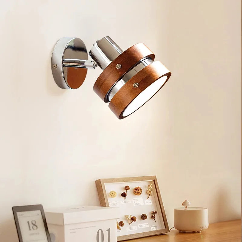 applique murale led bauhaus bois rétro pour lecture - vue 6 sur 8