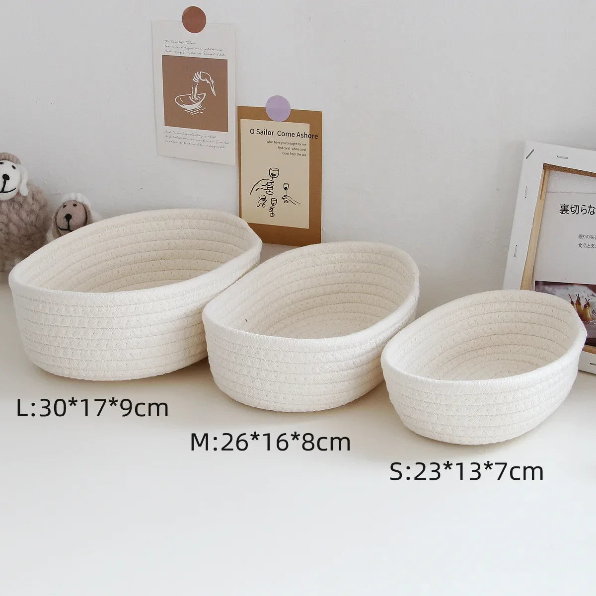 paniers en corde de coton pour rangement et organisation des objets - vue 5 sur 13