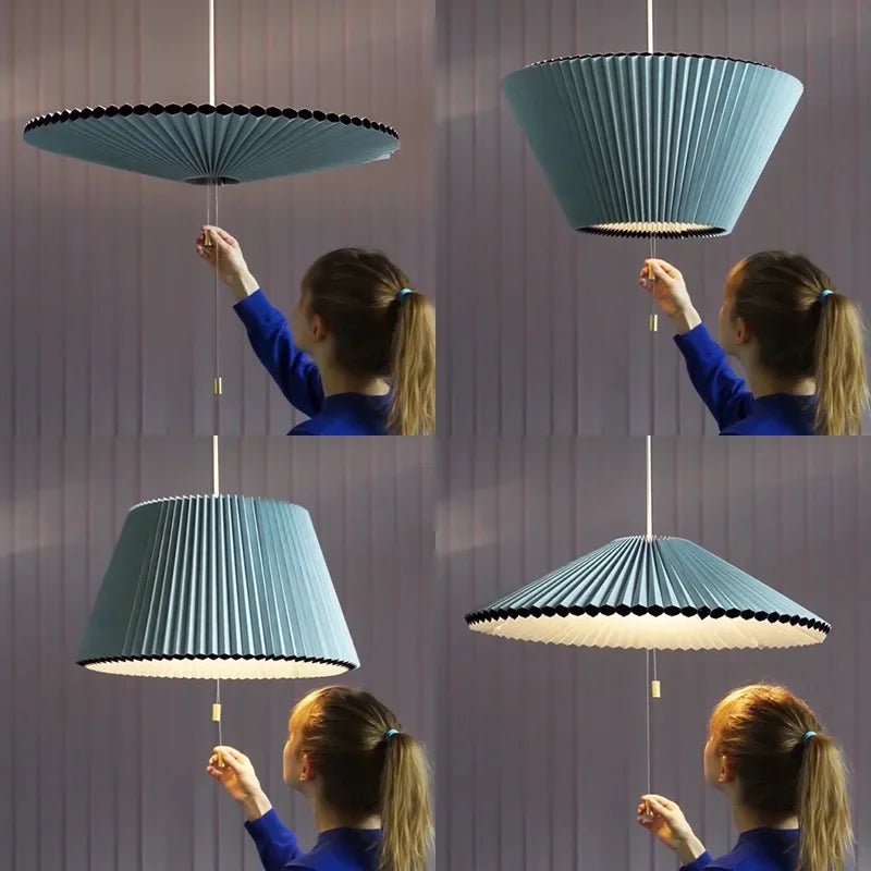 Suspension Art Design plissé déformé tissu parapluie lustres décor à la maison LED d'éclairage pour chambre salon salle à manger - vue 4 sur 9