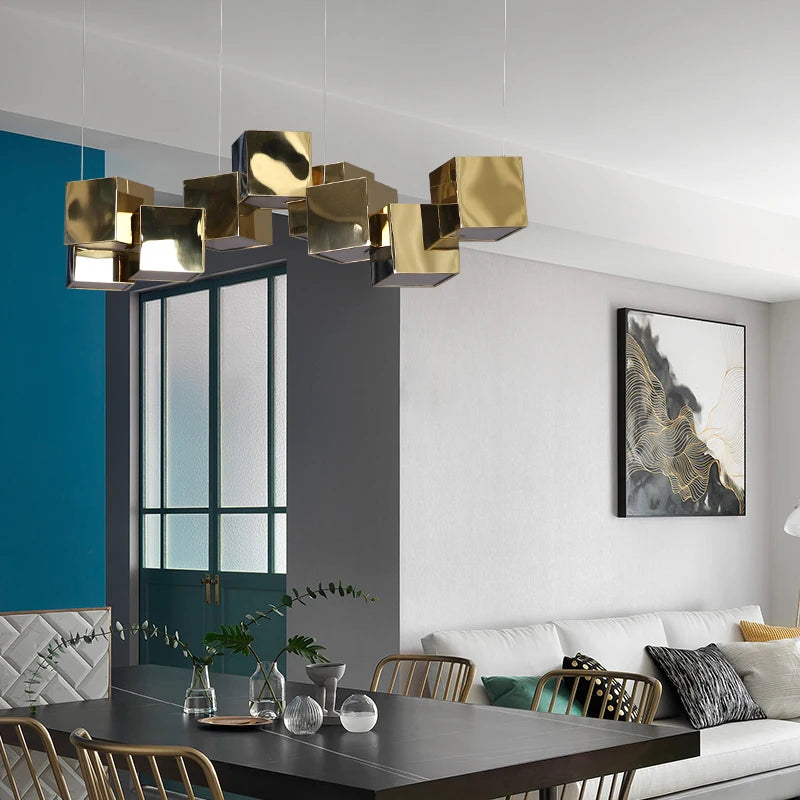 lustre acrylique cube nordique pour restaurant café hôtel - vue 4 sur 6