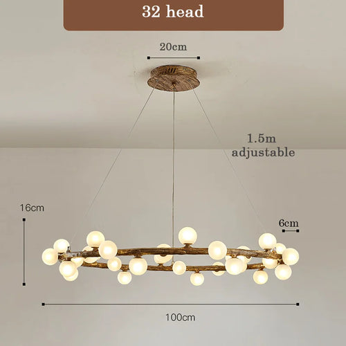 lustre de style wabi-sabi en bois artificiel pour intérieur - vue 10 sur 9