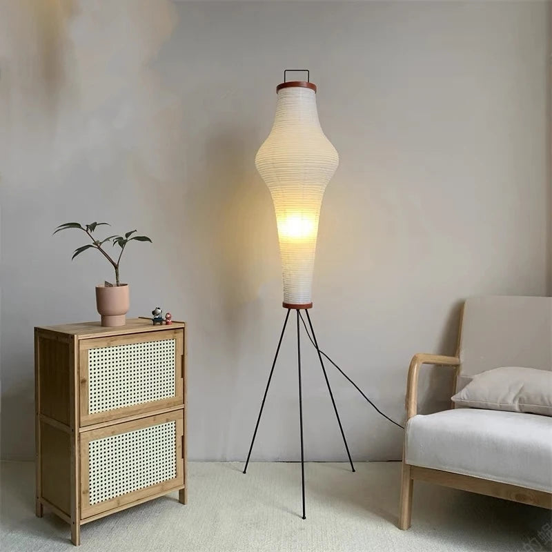 lampadaire led en papier de riz design japonais pour intérieur - vue 3 sur 7