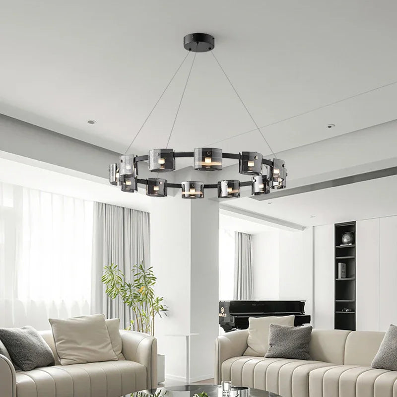lustre moderne en verre minimaliste pour éclairage design - vue 5 sur 25