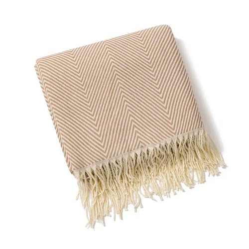 Plaid tricoté style nordique rayé pour canapé lit