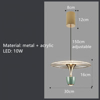 suspension led 	 acrylique rond cordon réglable
