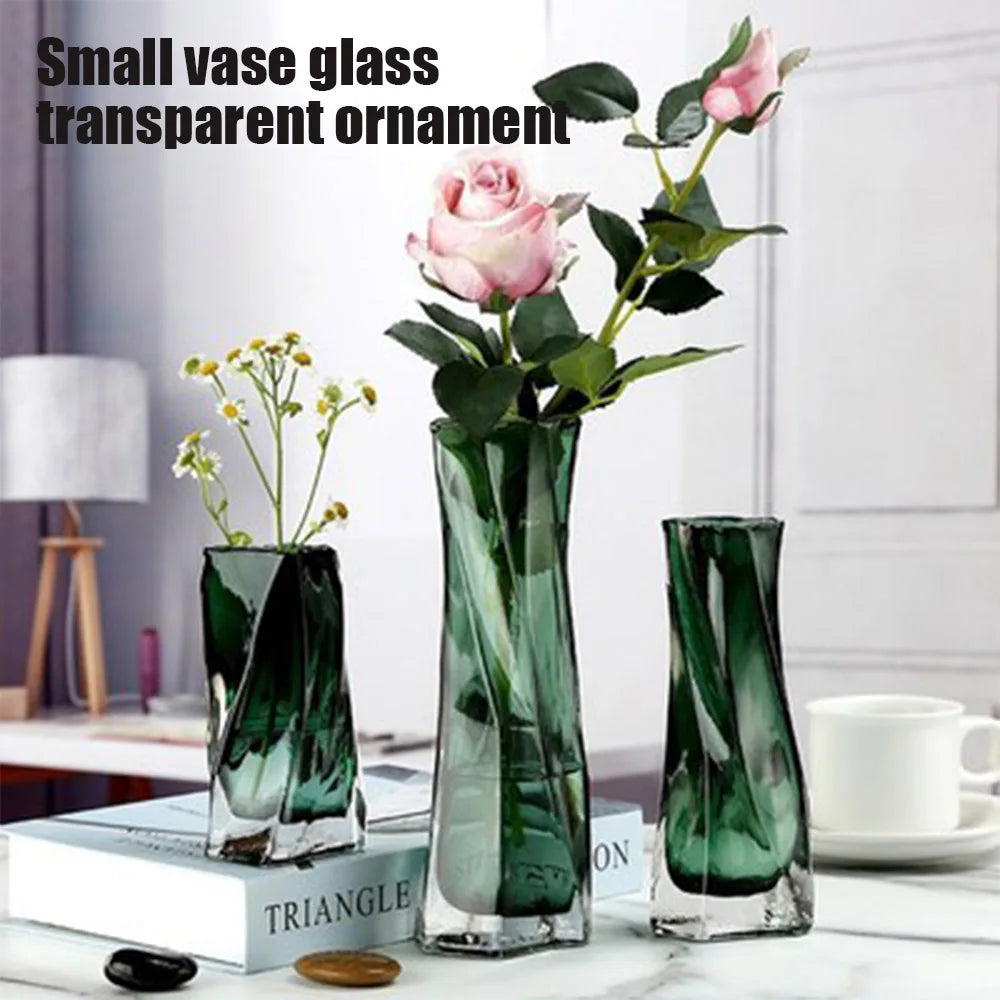 Pot de fleurs en verre torsadé design artistique pour plantes d'intérieur