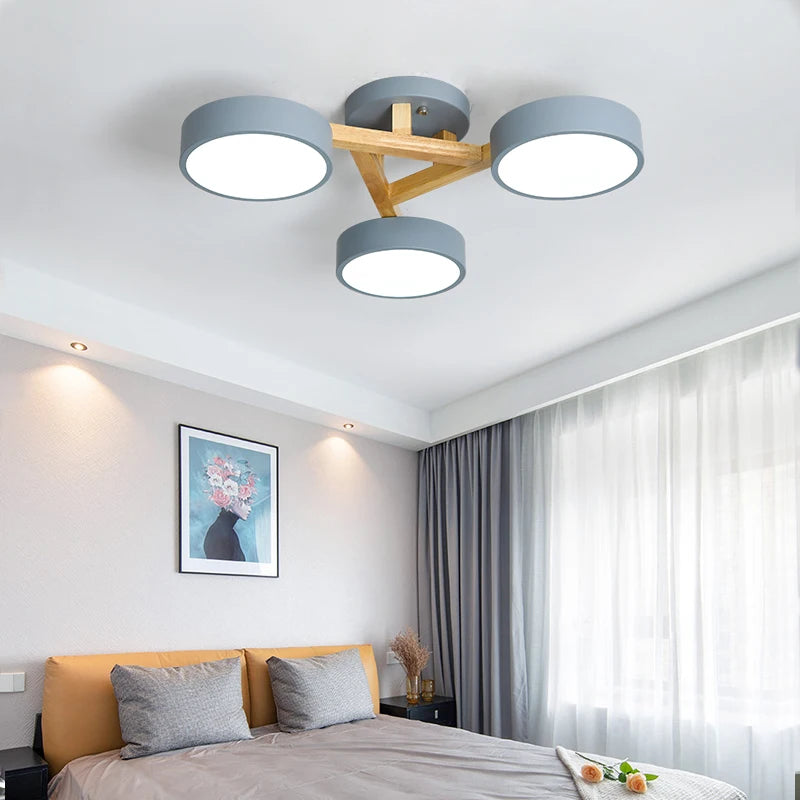 lustre led style nordique moderne en bois massif - vue 5 sur 15