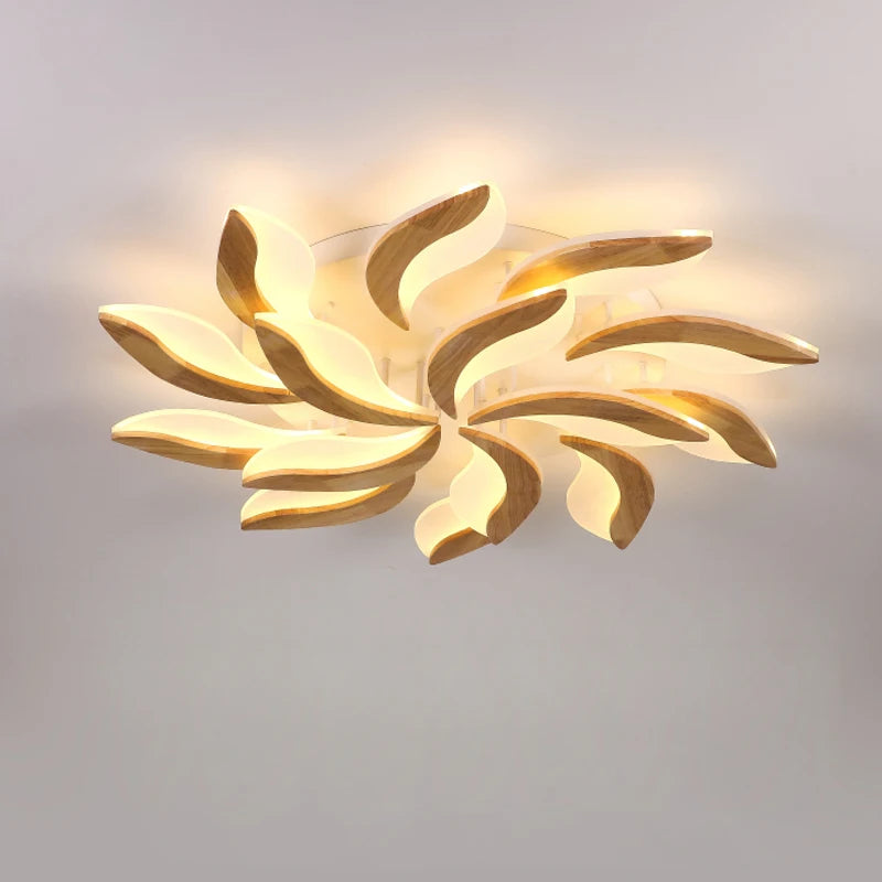 lustre moderne en bois et acrylique pour intérieur - vue 5 sur 12