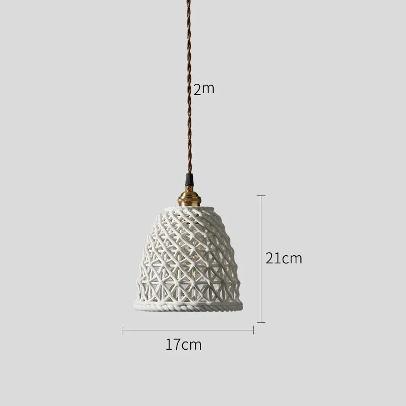 suspension LED blanc en céramique luminaires maison éclairage intérieur chambre salon à côté nordique moderne cuivre suspension lampe - vue 12 sur 23