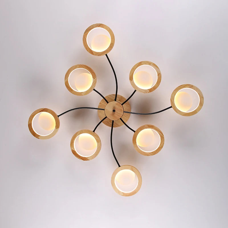 lustres modernes en bois avec lampes led nordiques - vue 6 sur 9