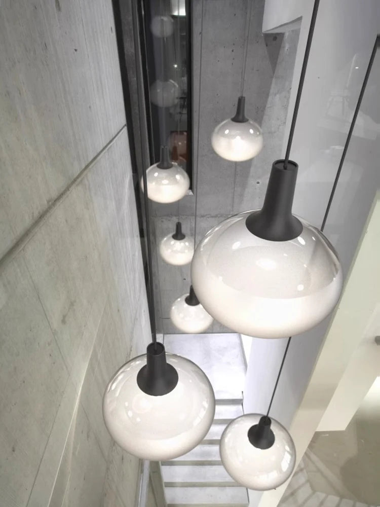 lustre en verre mat éclairage moderne pour intérieur design - vue 6 sur 9