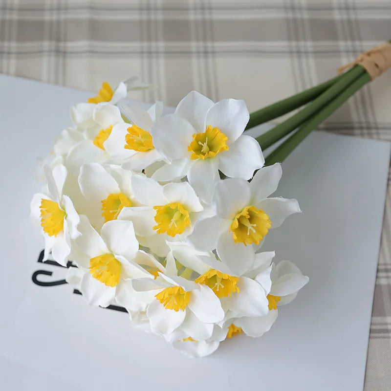 lot de 6 bouquets de fleurs narcisses artificielles pour toutes décorations - vue 4 sur 9