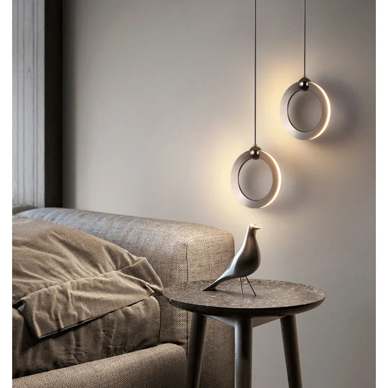 Lamp Modern LED Pendant Light Fixtures, Ring Pendant Lighting For Bedroom Bathroom Living Room, Small Hanging Pendant Light - vue 3 sur 10