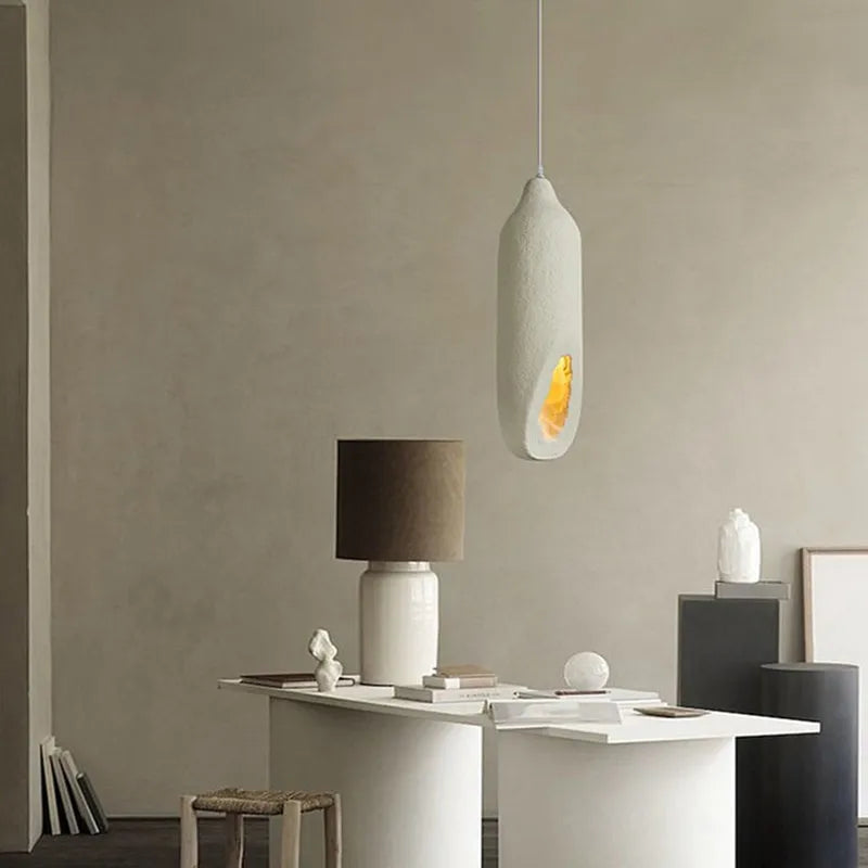 Designer Wabi Sabi Wind Restaurant Led Lustre Creative Salon Modèle Chambre Chambre Décor Lampe Ciment À La Main Luminaire - vue 4 sur 8