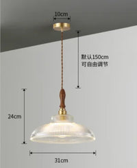 lustre rétro en cuivre avec verre pour décoration intérieure